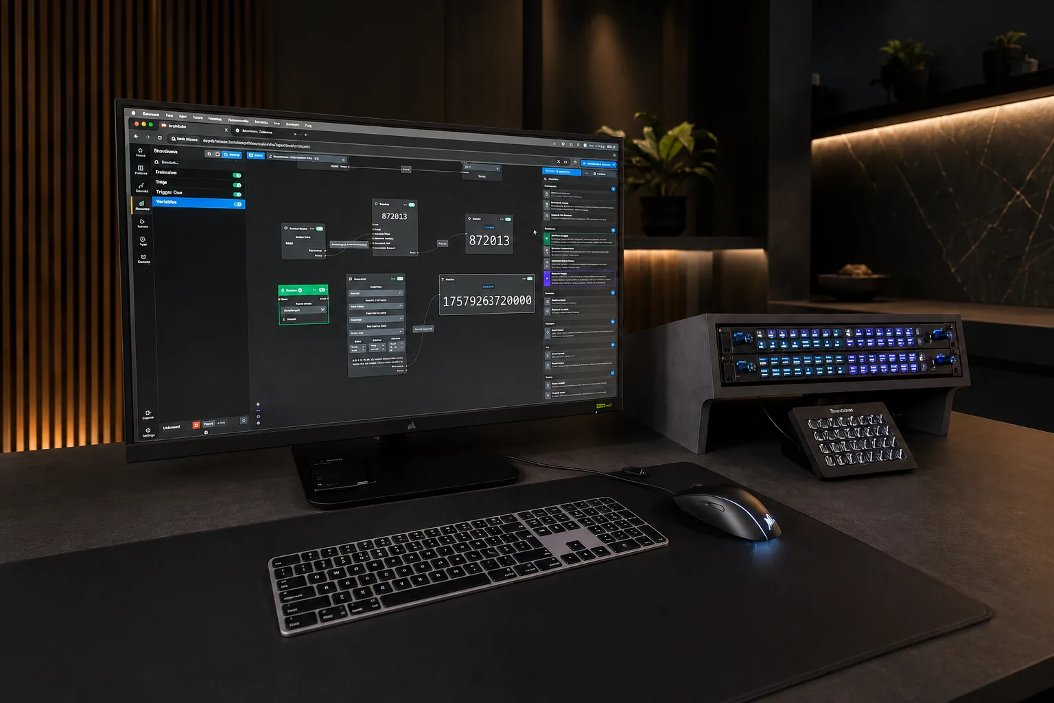 Bitfocus Buttons görsel iş akışı editörü