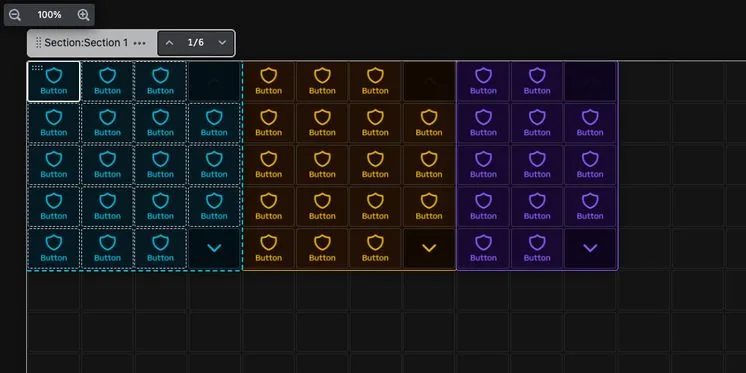 Kaydırılabilir bölümlere ayrılmış bir Buttons kontrol yüzeyi